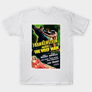 FRANKENSTEIN MEETS WOLFMAN Cult Horror Film Vintage Movie T-Shirt